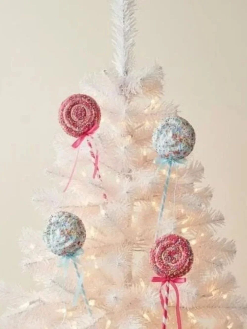 Sprinkled Lollipop Pick, Light Blue or Fuchsia Christmas Ornament Holiday Decor